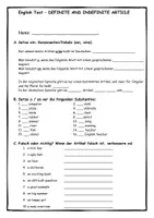 Vorschau - Test - Probe zu "definite and indefinite article" - Deckblatt