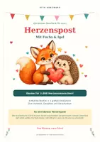 Vorschau - Bildkarten - Kostenlos: Herzenspost mit Fuchs & Igel – 6 Mutmachkarten und ein Kreativherz für die Kita - Seite 1