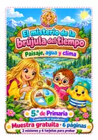 Vista previa - Unidades / Secuencias / Situaciones de Aprendizaje - 🎁GRATIS El misterio de la brújula del tiempo Geografía 5.º Primaria - Portada