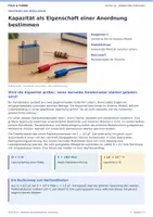 Vorschau - Arbeitsblätter - Physik Q1 | Kapazität als Eigenschaft einer Anordnung bestimmen | Unterrichtseinheit mit Lösungen - Seite 1