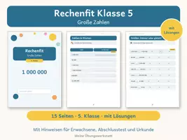 Vorschau - Arbeitsblätter - Rechenfit Klasse 5 - Große Zahlen - Deckblatt