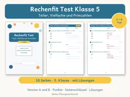 Vorschau - Arbeitsblätter - Rechenfit Test Klasse 5 - Teiler, Vielfache und Primzahlen - Deckblatt