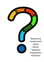 Vorschau - Präsentationen/Tafelbilder - Ritual Fragezeichen Morgenkreis - Deckblatt