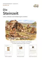 Vorschau - Stundenentwürfe - Die Steinzeit – Entdeckerwerkstatt Klasse 3/4 | 7 Stationen, 2 Lesestufen - Deckblatt