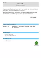 Vorschau - Klassenarbeiten - Gedichtanalyse Klausur mit EHZ - Eichendorff - Frische Fahrt - Romantik unterwegs sein - Seite 1
