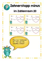 Vorschau - Fördermaterial/Inklusion - Zehnerstopp minus - Zahlenraum 20 - Deckblatt
