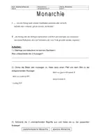 Vorschau - Arbeitsblätter - Monarchie Gegenueberstellung absolute u parlamentarische Monarchie - Deckblatt