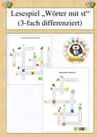 Vorschau - Arbeitsblätter - Kreuzworträtsel "Wörter mit sp" + "Wörter mit st" - Deckblatt