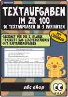 Vorschau - Arbeitsblätter - 16 Textaufgaben im ZR 100 in 3 Varianten (Rechengeschichten und Leseverständnis) - Deckblatt