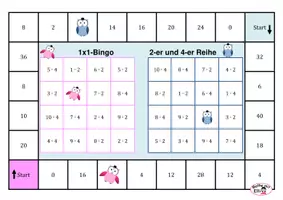 Vorschau - Spiele - 1x1-Bingo-Spiele Eule (verschiedene 1x1-Reihen) - Seite 1