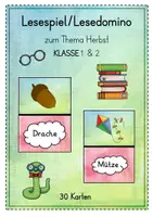 Vorschau - Stationenlernen - Lesespiel/Lesedomino „Herbst“ (1./2. Klasse) - Deckblatt