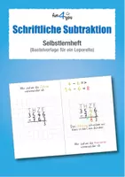 Vorschau - Stationenlernen - Schriftliche Subtraktion - Leporello als Selbstlernheft - Deckblatt
