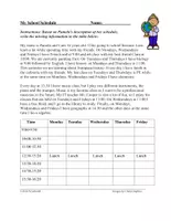 Vorschau - Arbeitsblätter - My School Schedule English Reading: Englisch als Fremdsprache - Seite 1