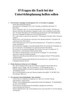Vorschau - Merkblätter - 15 Fragen zum Planen von Unterricht - Deckblatt