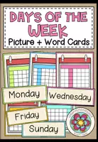 Vorschau - Bildkarten - Days of the week - Picture + Word Cards - Deckblatt