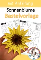 Vorschau - Stationenlernen - Bastelvorlage Sonnenblume 3D - praktische Kopiervorlage - Deckblatt