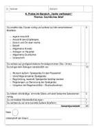 Vorschau - Arbeitsblätter - Bewertungsschema + Aufgabenstellung Sachlicher Brief "Wunsch nach Pausenhofspielen" - Deckblatt