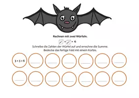 Vorschau - Arbeitsblätter - Herbst und Halloween - Fledermaus würfeln - Seite 2