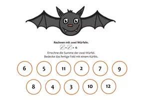 Vorschau - Arbeitsblätter - Herbst und Halloween - Fledermaus würfeln - Seite 3
