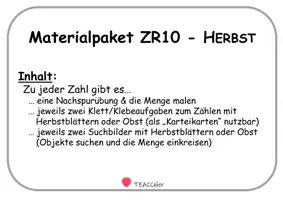 Vorschau - Arbeitsblätter - Materialpaket ZR10 - HERBST/OBST - TEACCH Klettaufgabe - Klettmappe - Seite 1