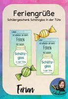 Vorschau - Mal- und Bastelvorlagen - Ferien Geschenk | Feriengruß Schätzglas in der Tüte - Deckblatt