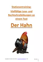 Vorschau - Arbeitsblätter - Vielfältige Lese- und Rechtschreibübungen an EINEM Text - Der Hahn - Stationentraining, Lernzirkel - Deckblatt