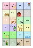Vorschau - Spiele - Domino Mathe, Domino im Zahlenraum bis 20, Rechendomino, Mathe Spiel - Seite 1