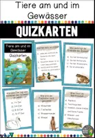 Vorschau - Stationenlernen - Tiere am und im Gewässer - Quizkarten - Deckblatt