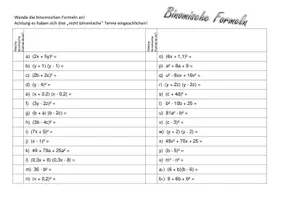 Vorschau - Arbeitsblätter - Arbeitsblatt - Binomische Formeln - Seite 1