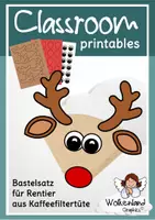 Vorschau - Mal- und Bastelvorlagen - Rentier aus Kaffeefilter basteln Weihnachten Adventskalender Winter - Deckblatt
