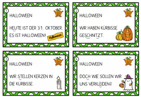 Vorschau - Aufgabenkarten - Lesekartei: Halloween - Seite 1