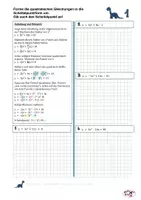 Vorschau - Arbeitsblätter - Quadratische Gleichung allgemeine Form -> Scheitelpunktform - Deckblatt