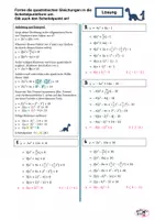Vorschau - Arbeitsblätter - Quadratische Gleichung allgemeine Form -> Scheitelpunktform - Seite 1