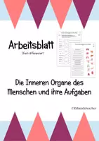 Vorschau - Arbeitsblätter - Arbeitsblatt "Aufgaben der Inneren Organe des Menschen" (2fach differenziert) - Deckblatt