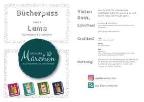 Vorschau - Stationenlernen - Bücherpass Paket 6 - Lama Bücherpass und Lesezeichen - Seite 1