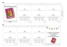 Vorschau - Stationenlernen - Bücherpass Paket 6 - Lama Bücherpass und Lesezeichen - Seite 2