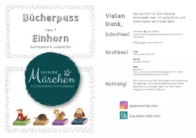 Vorschau - Arbeitsblätter - Bücherpass Paket 7 - Einhorn Bücherpass und Lesezeichen - Seite 1