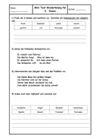 Vorschau - Arbeitsblätter - Mini-Test Wiederholung 3. und 4. Klasse - Seite 1