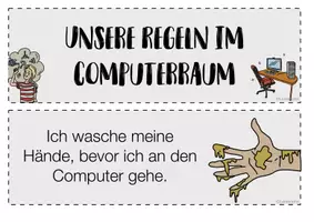 Vorschau - Bildkarten - Informatik Wortkarten-Regeln im Computerraum - Seite 1