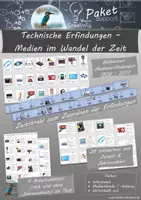 Vorschau - Arbeitsblätter - Technische Erfindungen - Medien im Wandel der Zeit - mit Zeitstrahl und 28 Bild- und Infokarten (Medienbildung/Informatik) - Deckblatt