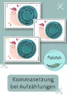 Vorschau - Aufgabenkarten - Spiralsätze: Kommasetzung bei Aufzählung - Deckblatt