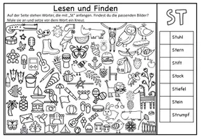 Vorschau - Arbeitsblätter - Lesen und Finden: Laute SCH-, SP-, ST- - Seite 3