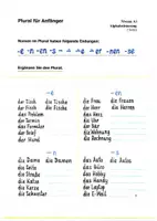 Vorschau - Arbeitsblätter - Substantive: Plural für Anfänger (Schreibschrift) A1 - Deckblatt