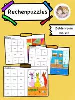 Vorschau - Arbeitsblätter - Kostenlose Rechenpuzzle im Zahlenraum bis 20 - Deckblatt