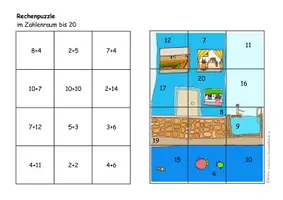 Vorschau - Arbeitsblätter - Kostenlose Rechenpuzzle im Zahlenraum bis 20 - Seite 2