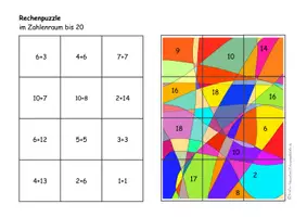 Vorschau - Arbeitsblätter - Kostenlose Rechenpuzzle im Zahlenraum bis 20 - Seite 3