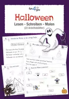 Vorschau - Arbeitsblätter - Lesen - Schreiben - Malen - Halloween - Deckblatt