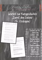 Vorschau - Test - Lesetest zur Kurzgeschichte "Zuerst den Linken" (online verfügbar), inkl. Lösung! - Deckblatt