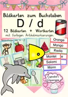 Vorschau - Präsentationen/Tafelbilder - Buchstabe D Einführung Bildkarten, Wortkarten, Alphabetisierung, DaZ, Deutsch - Deckblatt