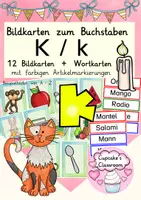 Vorschau - Präsentationen/Tafelbilder - Buchstabe K Einführung Bildkarten, Wortkarten, Alphabetisierung, DaZ, Deutsch - Deckblatt